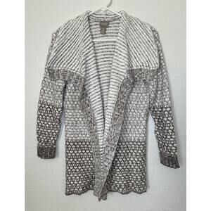 Chico’s Sweater Open Front Cardigan Textured Ombré Heavyweight Size 0 Brown